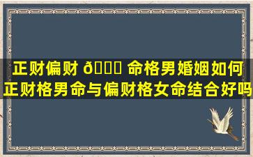 正财偏财 🐅 命格男婚姻如何（正财格男命与偏财格女命结合好吗）